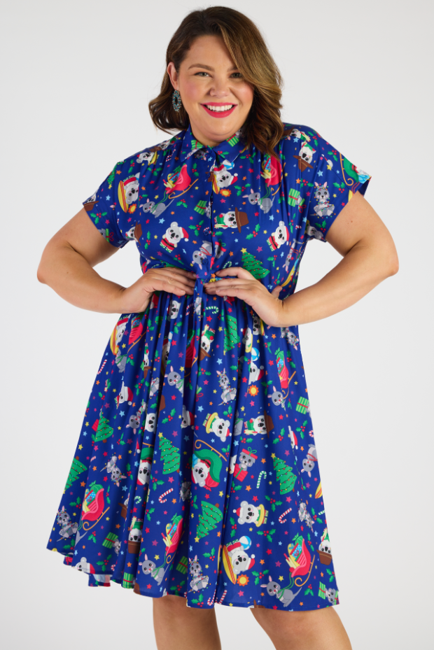 Frankie Aussie Christmas Dress – Aussie Christmas shirt dress