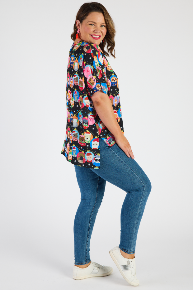 Serena Bauble Christmas Top – Bauble Christmas loose top