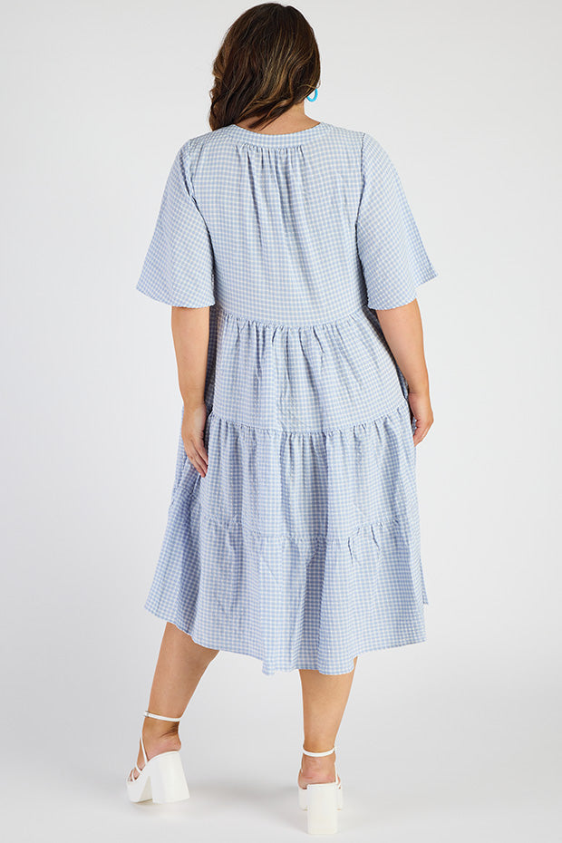 Birdie Gingham Blue Dress – Gingham Blue midi dress