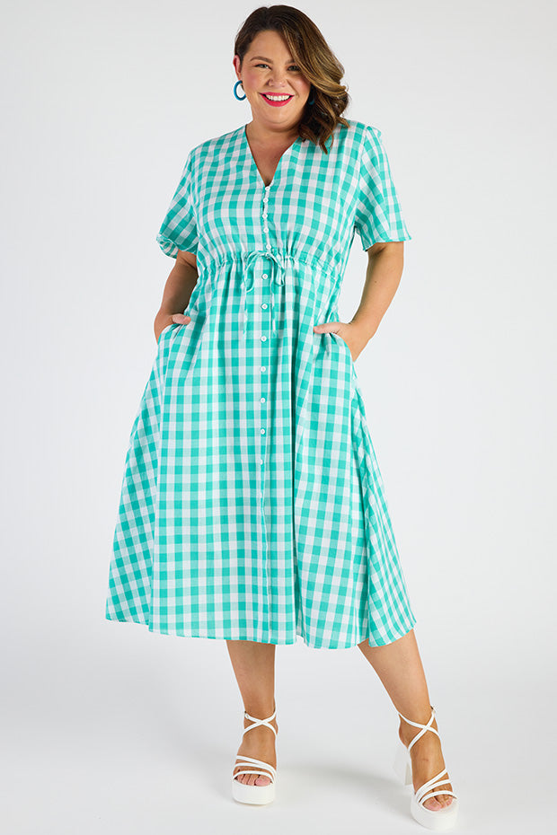Marley Gingham Jade Dress – Gingham Jade midi dress