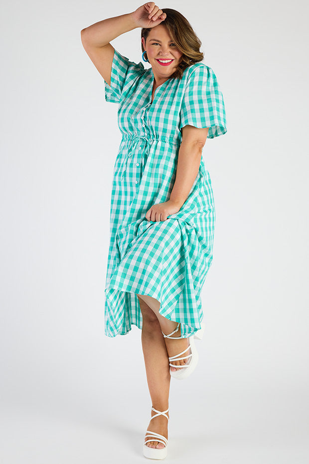 Marley Gingham Jade Dress – Gingham Jade midi dress