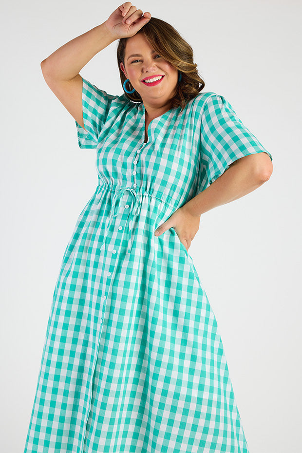 Marley Gingham Jade Dress – Gingham Jade midi dress
