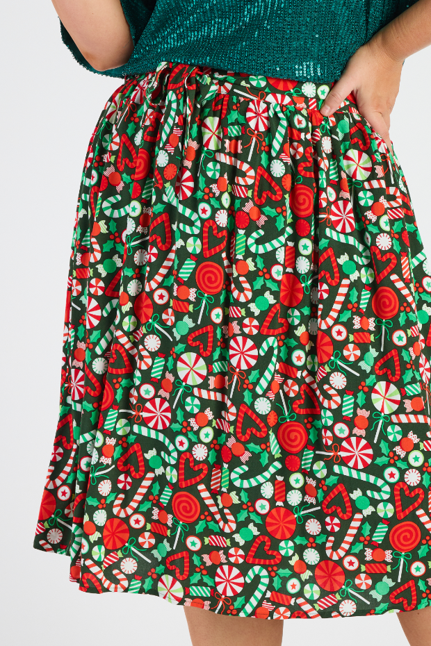 Ally Lollie Christmas Skirt – Lollie Christmas Skirt   a-line skirt