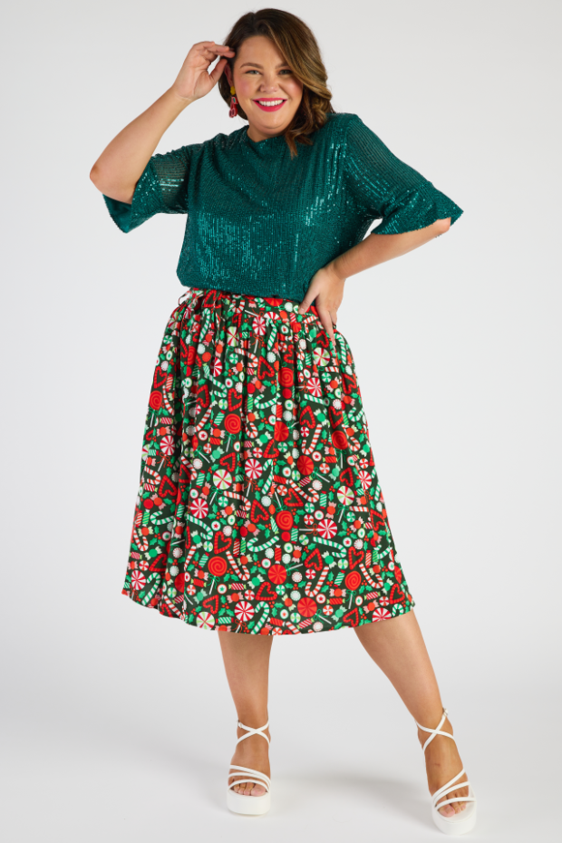 Ally Lollie Christmas Skirt – Lollie Christmas Skirt   a-line skirt
