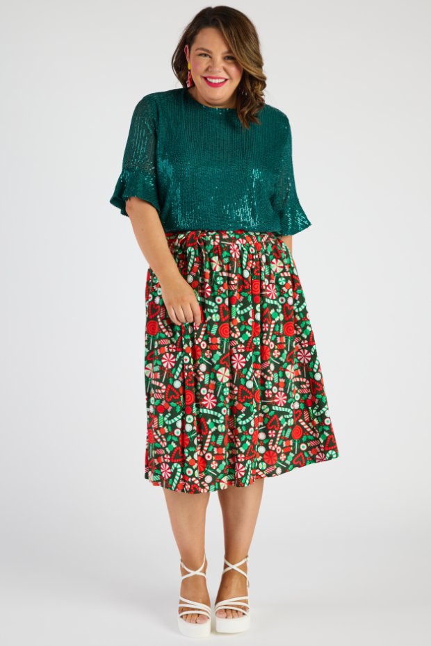 Ally Lollie Christmas Skirt – Lollie Christmas Skirt   a-line skirt