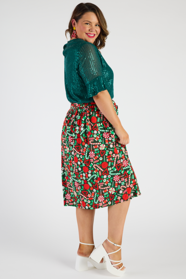Ally Lollie Christmas Skirt – Lollie Christmas Skirt   a-line skirt