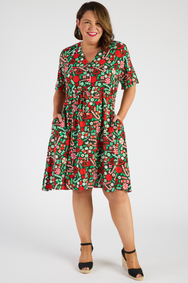 Jaz Lollie Christmas Dress – Lollie Christmas knee length dress