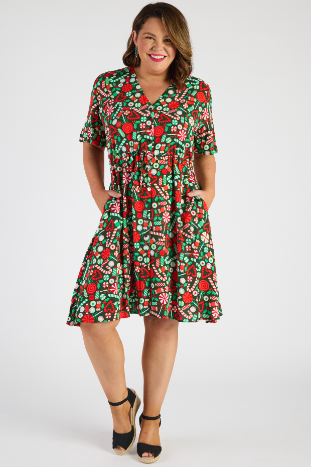 Jaz Lollie Christmas Dress – Lollie Christmas knee length dress
