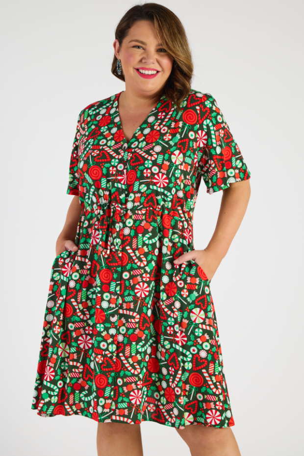 Jaz Lollie Christmas Dress – Lollie Christmas knee length dress