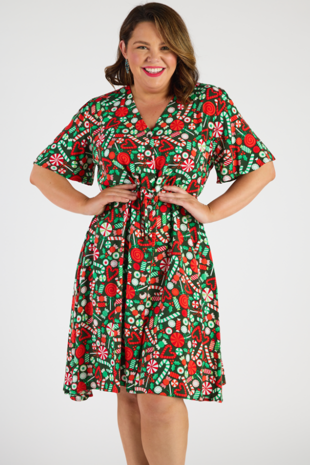 Jaz Lollie Christmas Dress – Lollie Christmas knee length dress