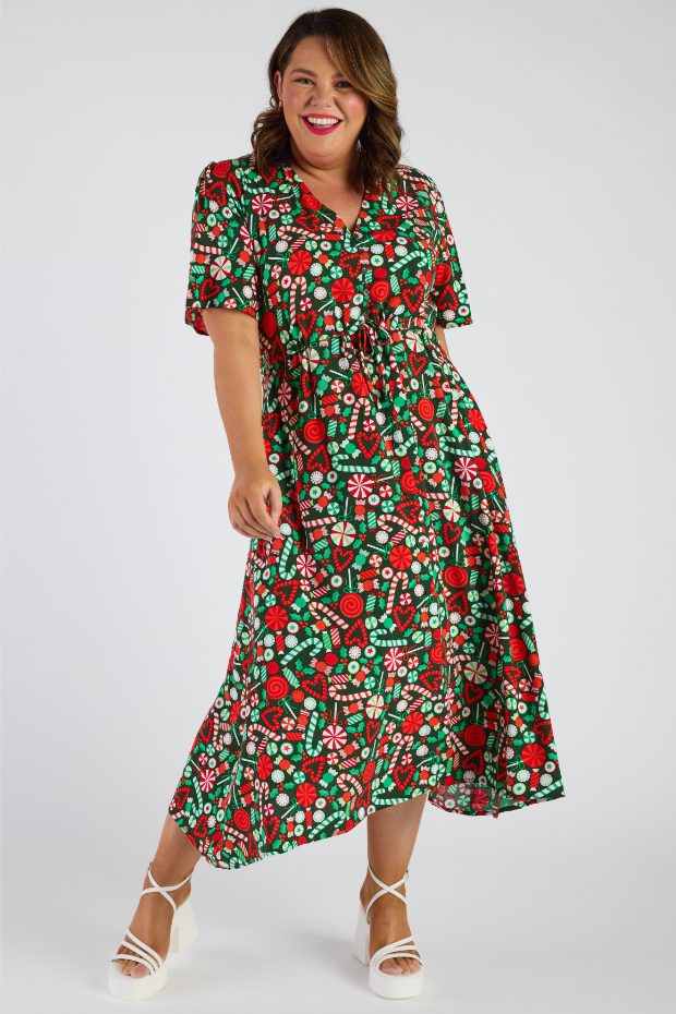 Green christmas deals dress plus size
