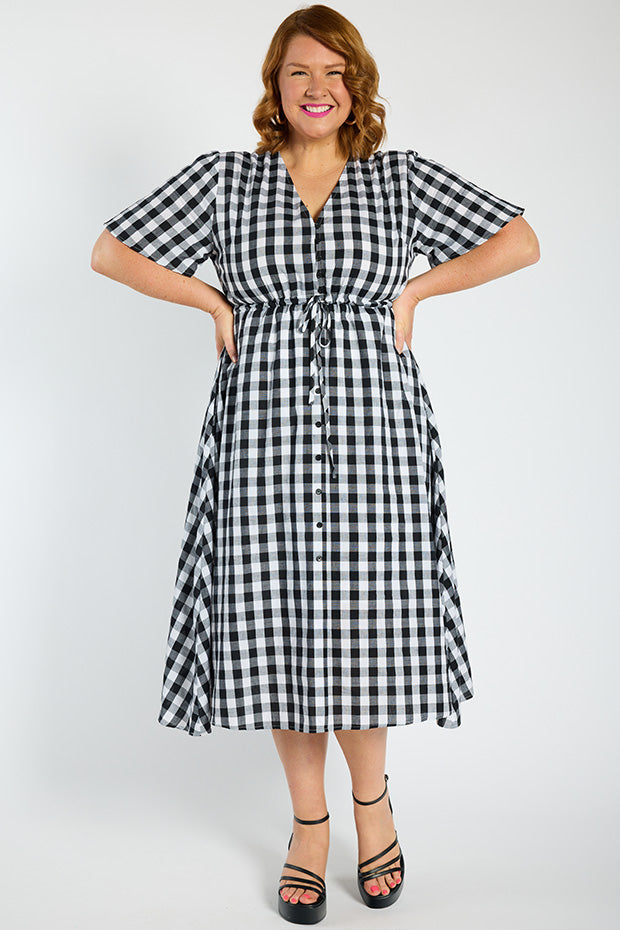 Marley Gingham Black Dress – Gingham Black midi dress