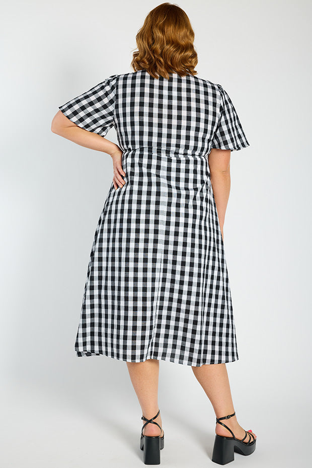 Marley Gingham Black Dress – Gingham Black midi dress