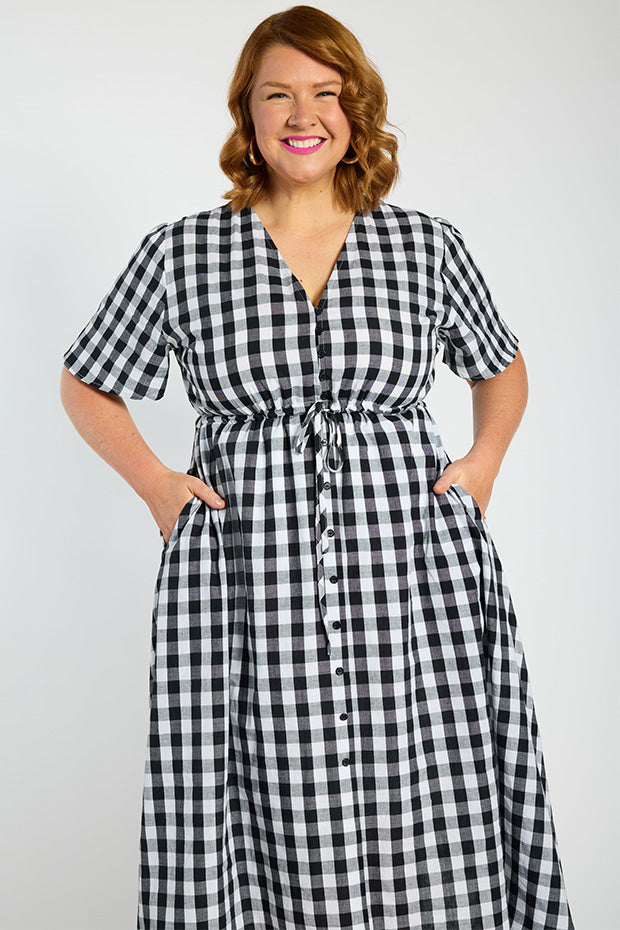 Marley Gingham Black Dress – Gingham Black midi dress