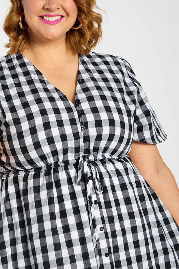 Marley Gingham Black Dress – Gingham Black midi dress