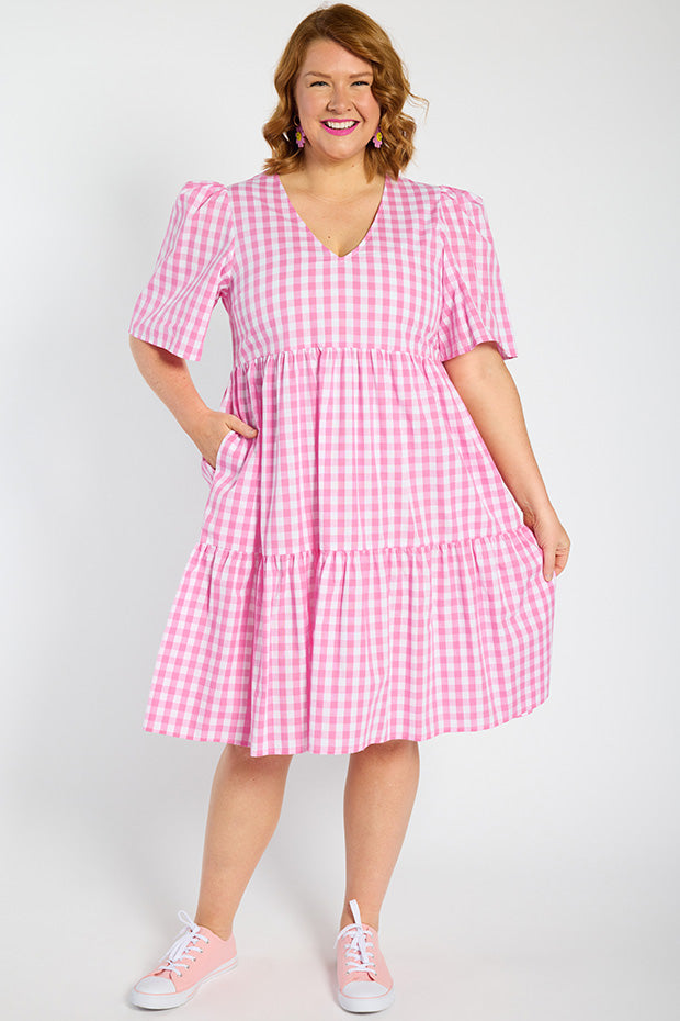 Rachelle Pink Gingham Dress – Pink Gingham mini dress