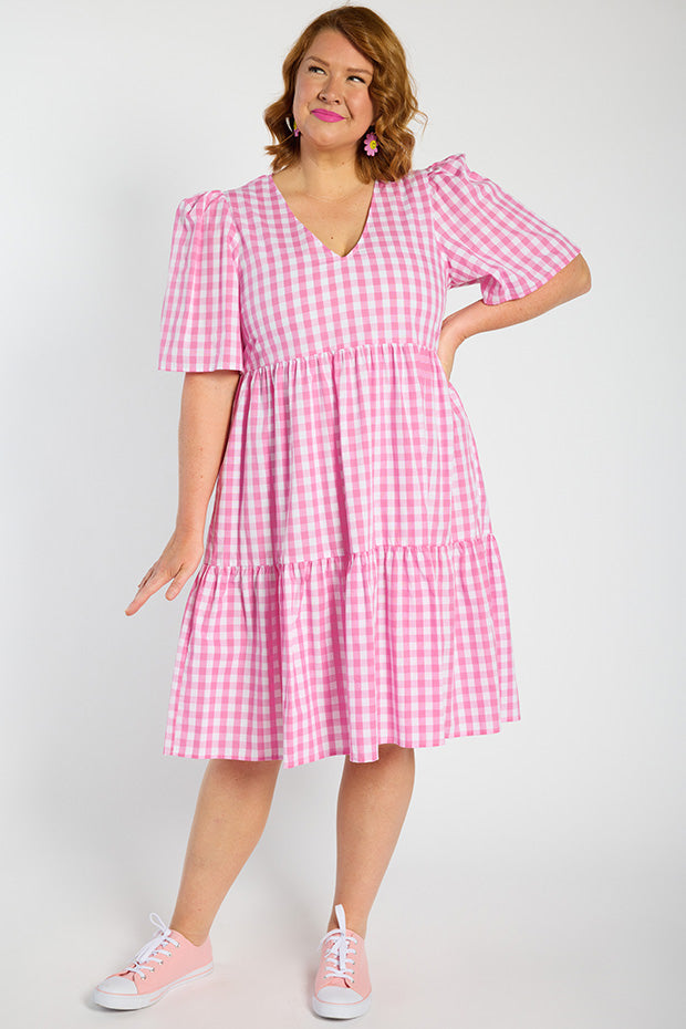 Rachelle Pink Gingham Dress – Pink Gingham mini dress