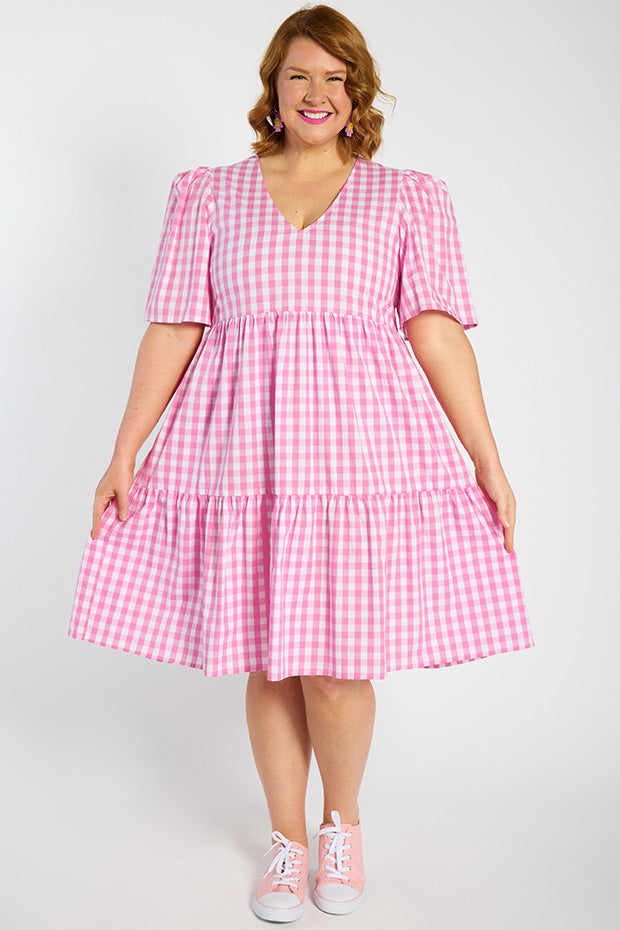 Rachelle Pink Gingham Dress – Pink Gingham mini dress