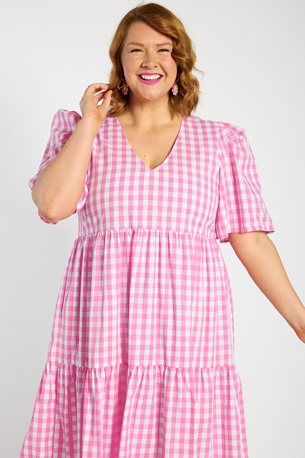 Rachelle Pink Gingham Dress – Pink Gingham mini dress
