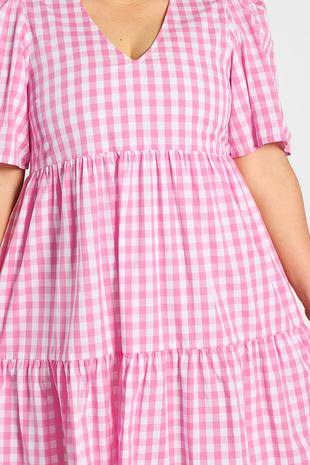 Rachelle Pink Gingham Dress – Pink Gingham mini dress