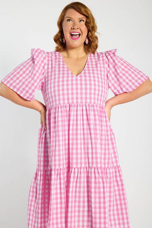 Rachelle Pink Gingham Dress – Pink Gingham mini dress