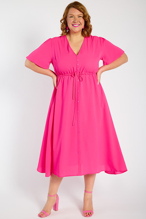 Marley Hot Pink Dress – Hot Pink midi dress