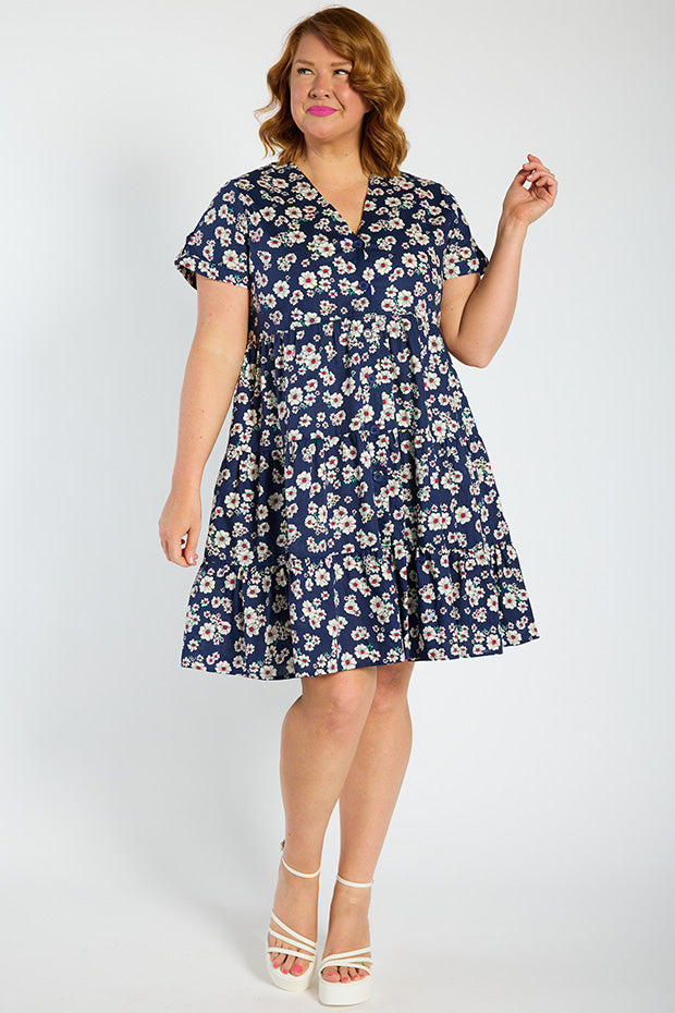 Popping Navy Daisy Dress – Navy Daisy shift dress