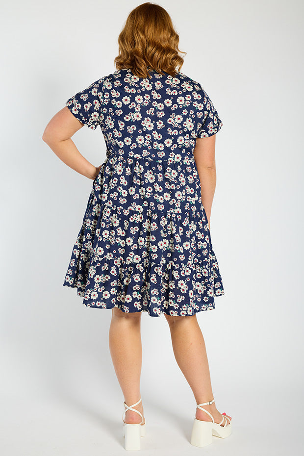 Popping Navy Daisy Dress – Navy Daisy shift dress