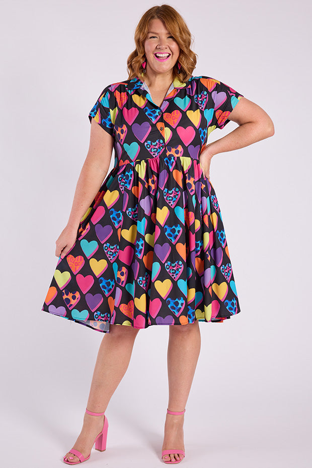 Frankie Inky Hearts Dress – Inky Hearts knee length dress