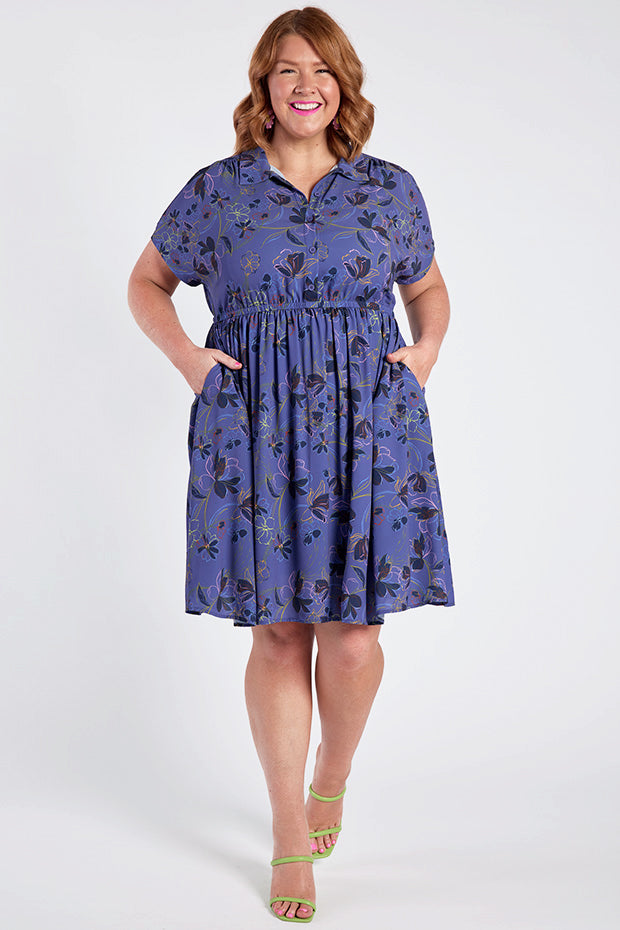 Jenny Crepe Electric Bloom Dress – Crepe Electric Bloom shirt dress