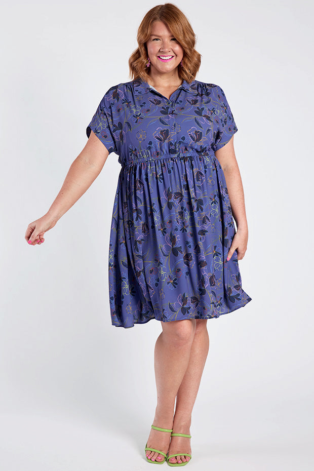 Jenny Crepe Electric Bloom Dress – Crepe Electric Bloom shirt dress