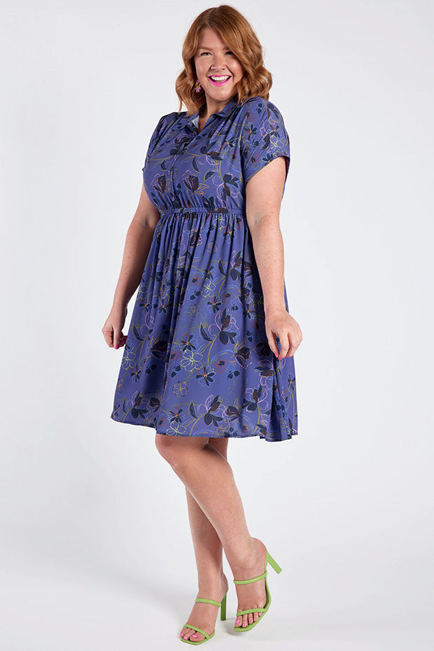 Jenny Crepe Electric Bloom Dress – Crepe Electric Bloom shirt dress