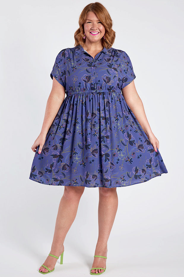 Jenny Crepe Electric Bloom Dress – Crepe Electric Bloom shirt dress