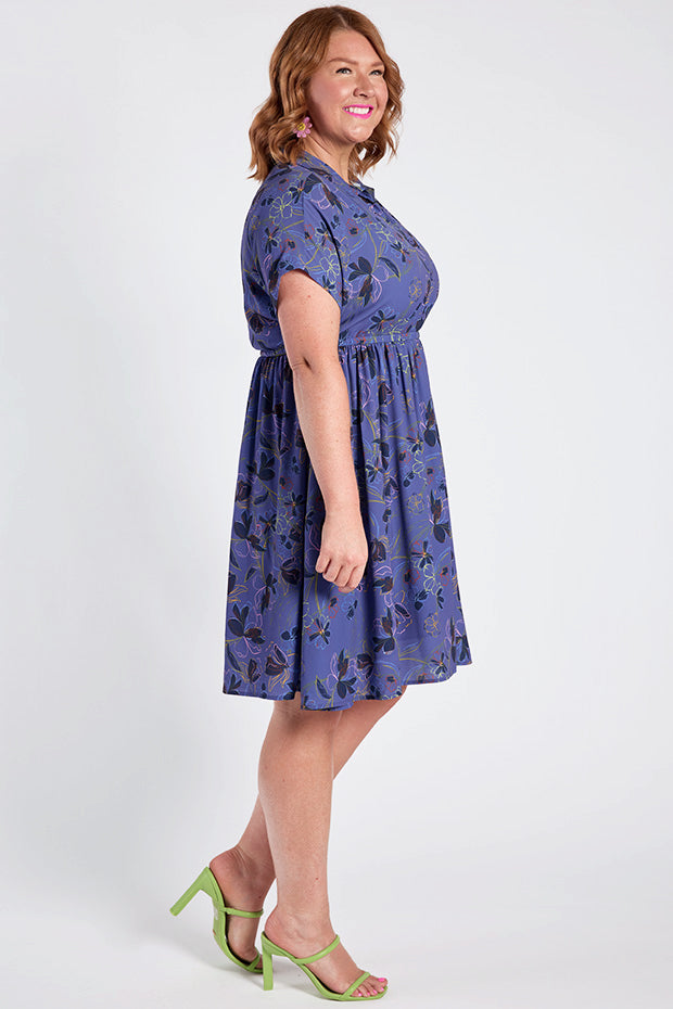 Jenny Crepe Electric Bloom Dress – Crepe Electric Bloom shirt dress