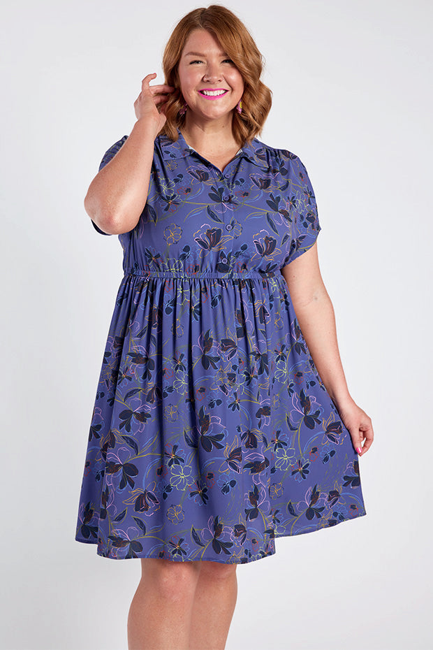 Jenny Crepe Electric Bloom Dress – Crepe Electric Bloom shirt dress