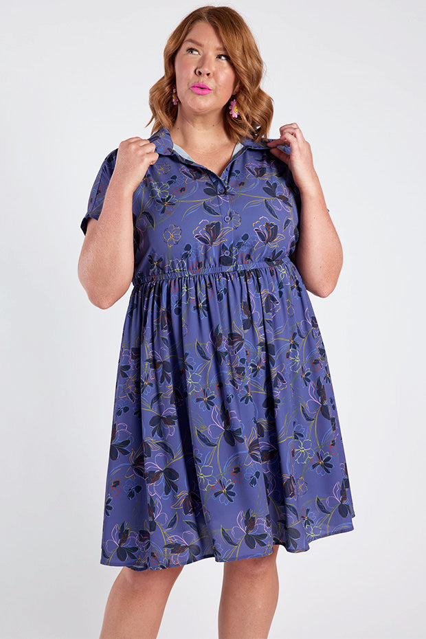 Jenny Crepe Electric Bloom Dress – Crepe Electric Bloom shirt dress