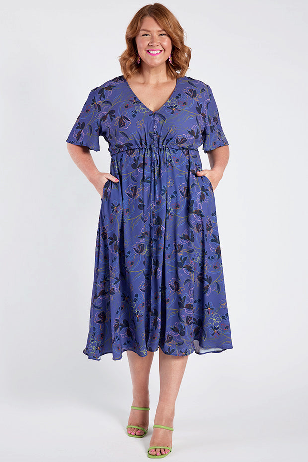 Marley Crepe Electric Bloom Dress – Crepe Electric Bloom midi dress