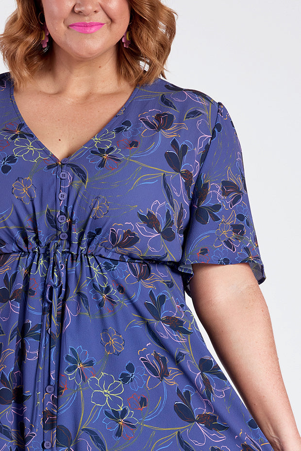Marley Crepe Electric Bloom Dress – Crepe Electric Bloom midi dress