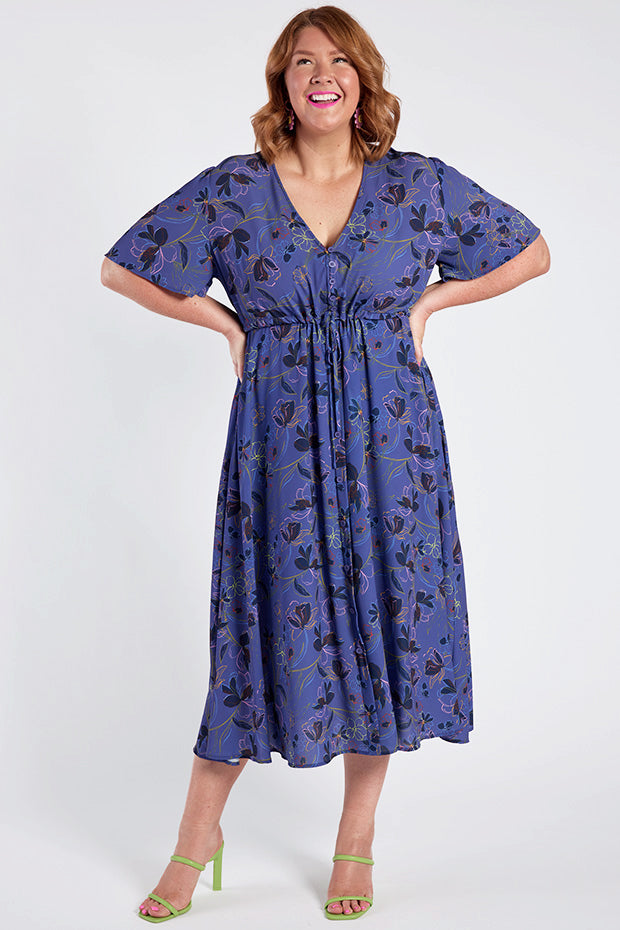 Marley Crepe Electric Bloom Dress – Crepe Electric Bloom midi dress