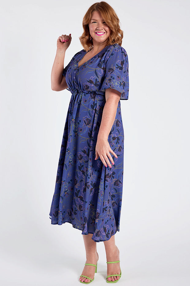 Marley Crepe Electric Bloom Dress – Crepe Electric Bloom midi dress