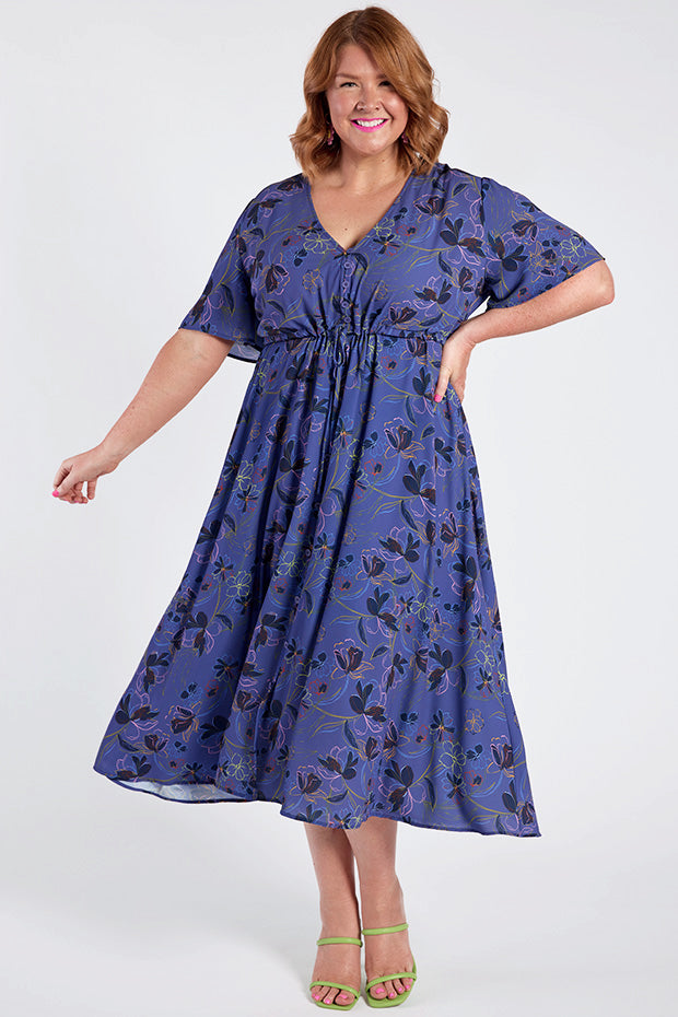 Marley Crepe Electric Bloom Dress – Crepe Electric Bloom midi dress