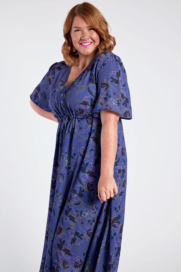 Marley Crepe Electric Bloom Dress – Crepe Electric Bloom midi dress