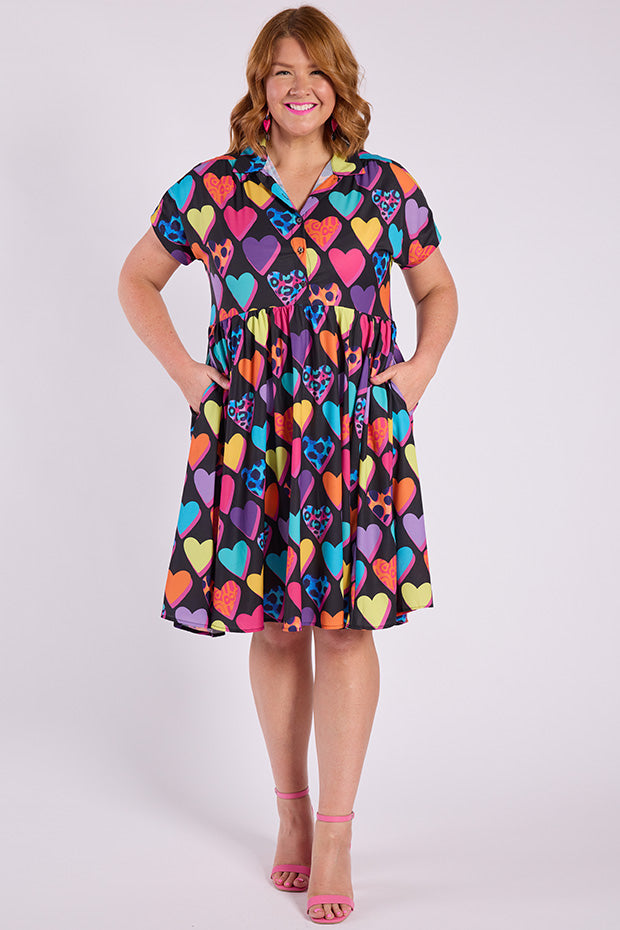 Frankie Inky Hearts Dress – Inky Hearts knee length dress