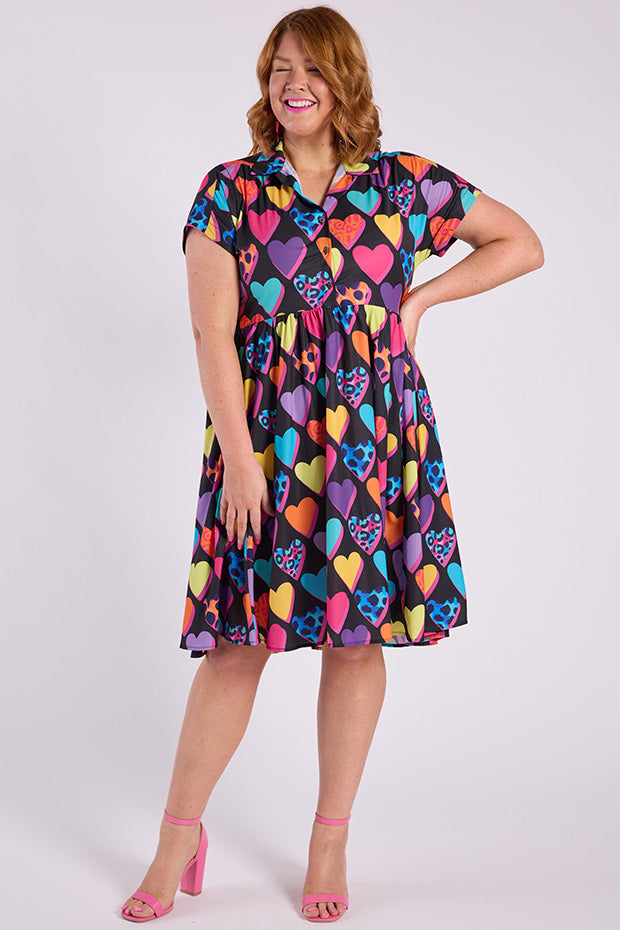 Frankie Inky Hearts Dress – Inky Hearts knee length dress