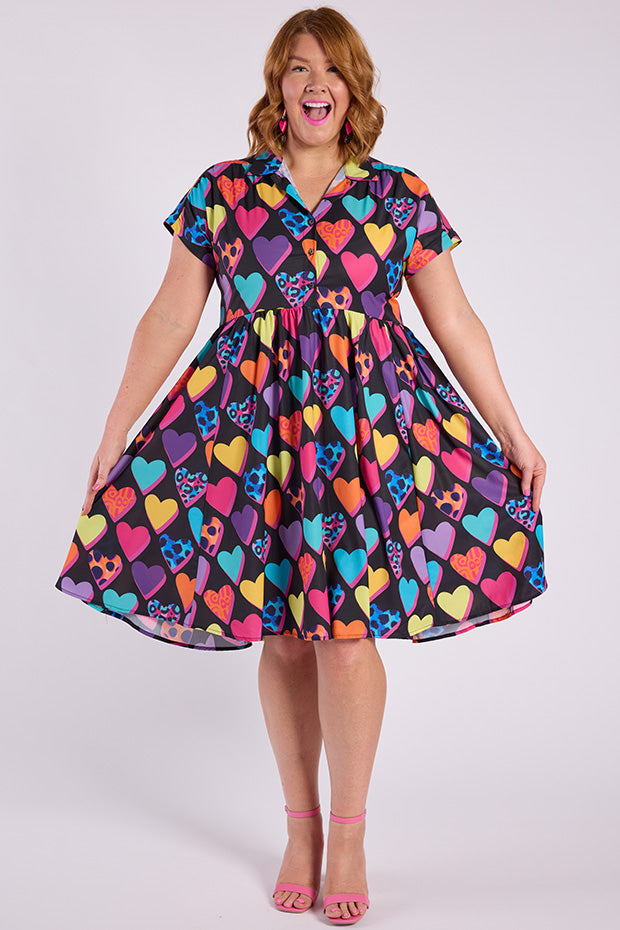 Frankie Inky Hearts Dress – Inky Hearts knee length dress