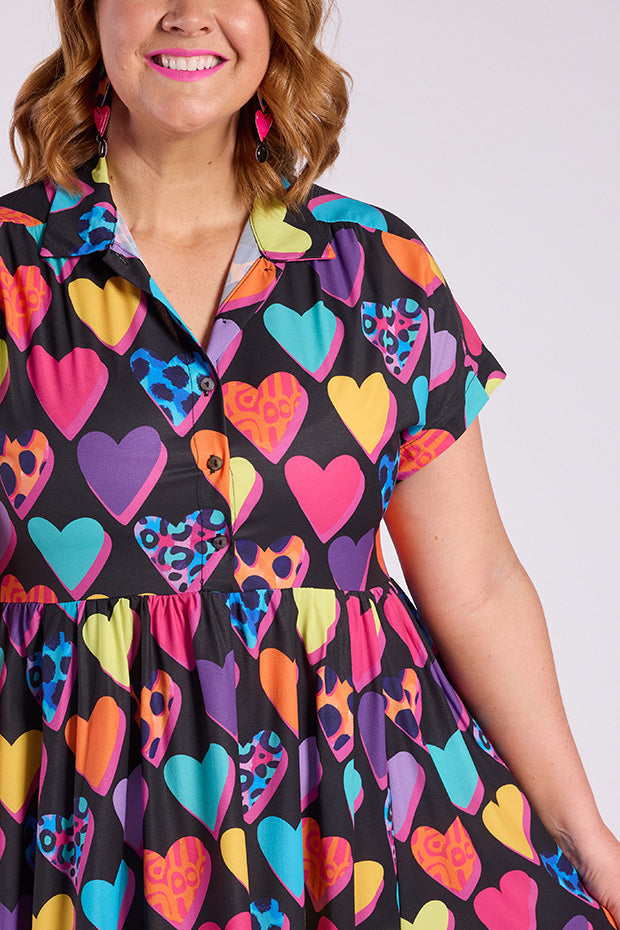 Frankie Inky Hearts Dress – Inky Hearts knee length dress