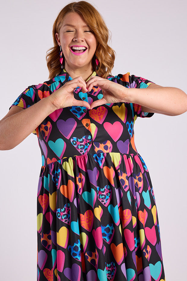 Frankie Inky Hearts Dress – Inky Hearts knee length dress