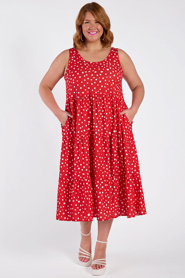 Debbie Red Spot Dress – Red Spot midi dress