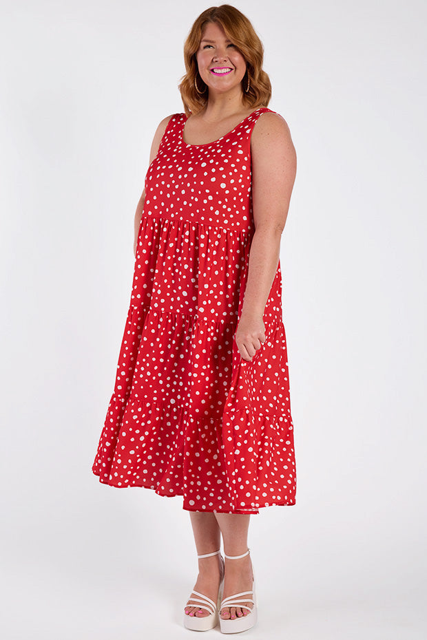Debbie Red Spot Dress – Red Spot midi dress