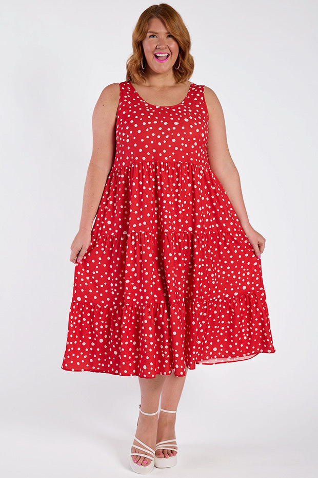 Debbie Red Spot Dress – Red Spot midi dress